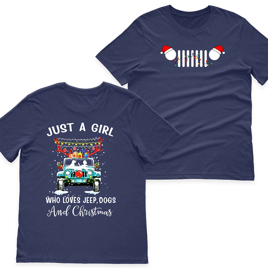 Just A Girl Who Loves Jeep, Dogs And Christmas T-Shirt Hoodie Supler Store