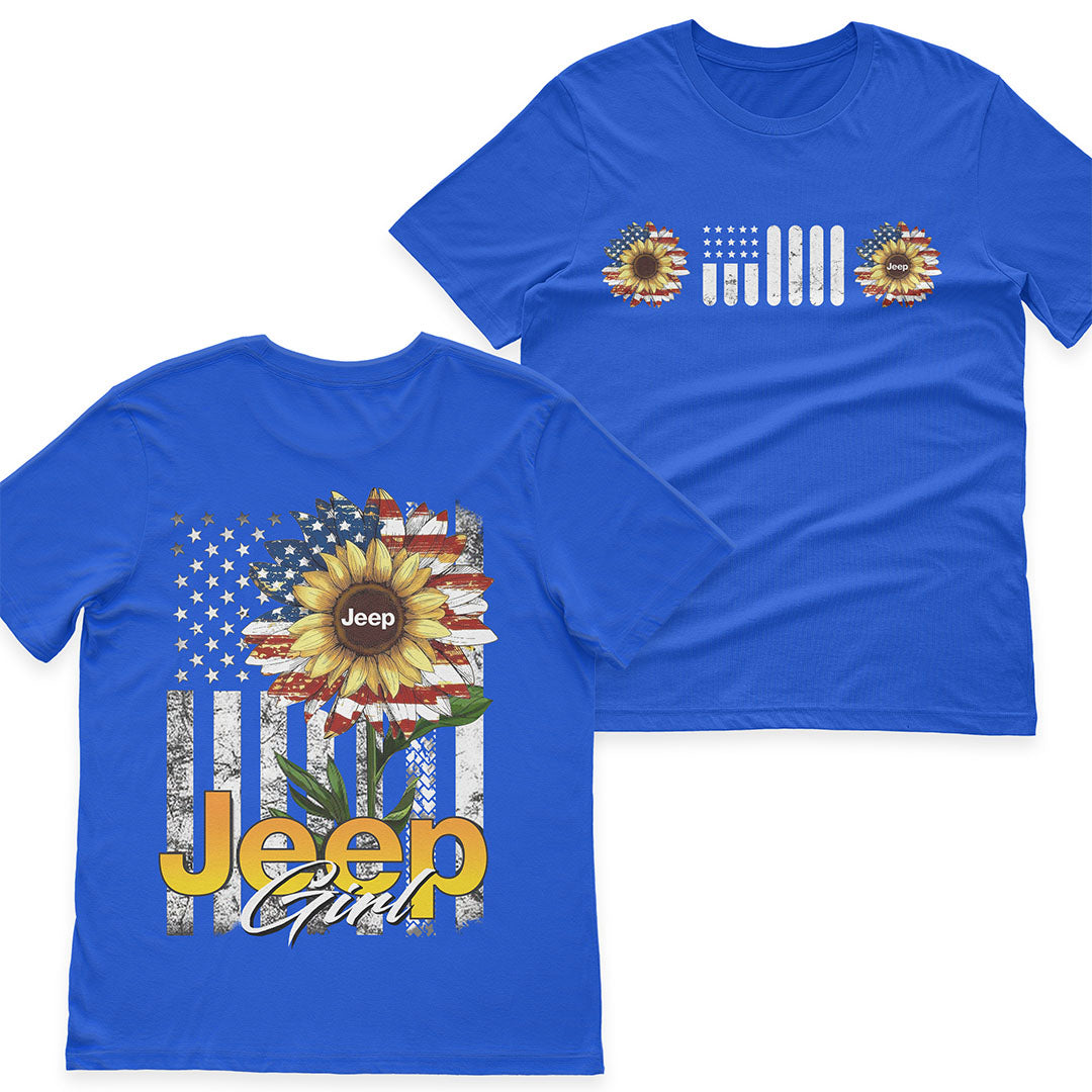 Jeep Girl Sunflower American Flag T-Shirt Hoodie Supler Store