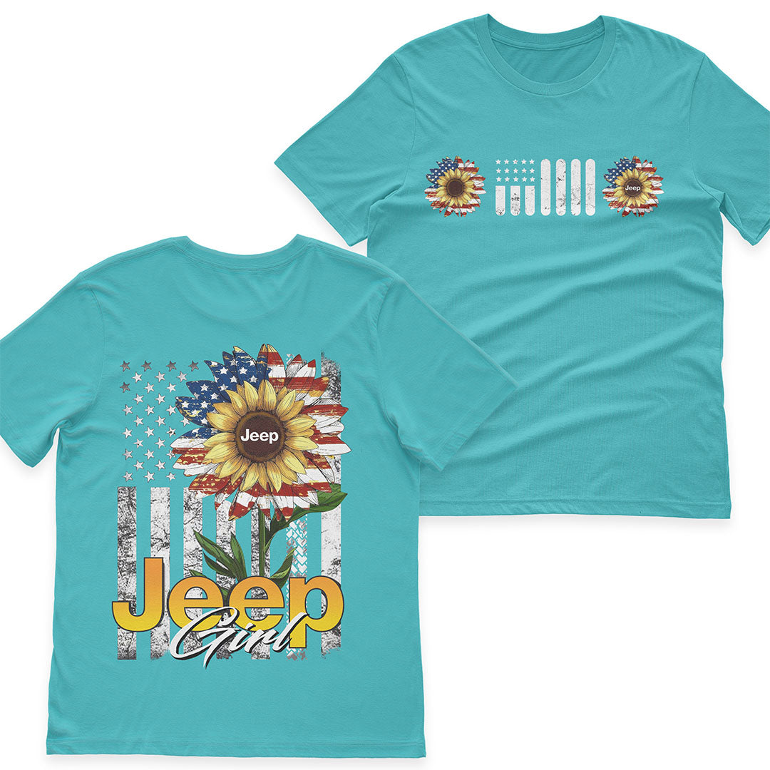 Jeep Girl Sunflower American Flag T-Shirt Hoodie Supler Store
