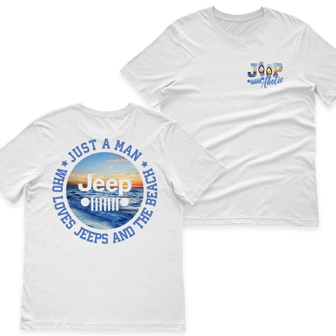 Just a Man Who Loves Jeeps and The Beach T-Shirt Supler Store