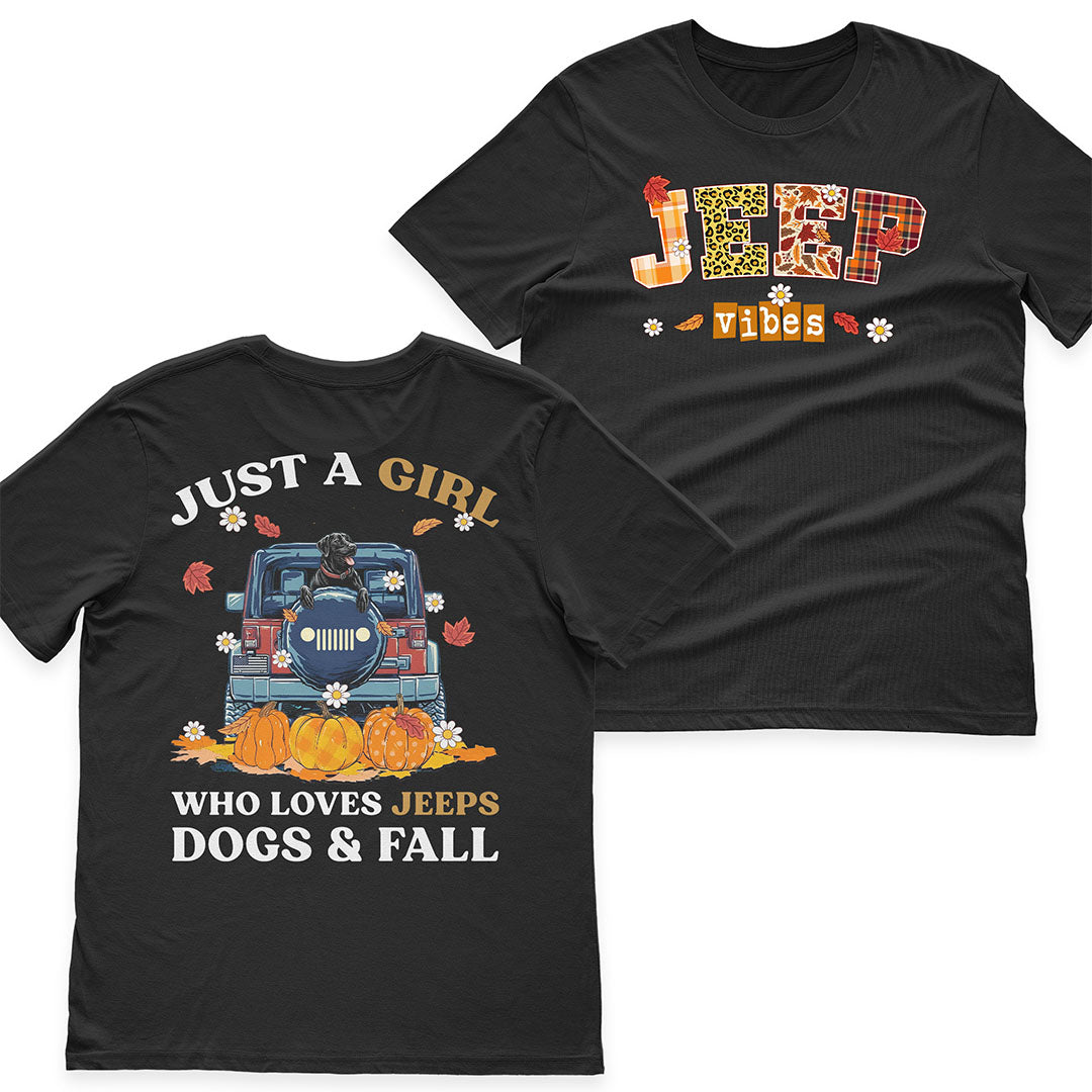 Just A Girl Who Loves Jeeps, Dogs & Fall T-Shirt Hoodie Supler Store