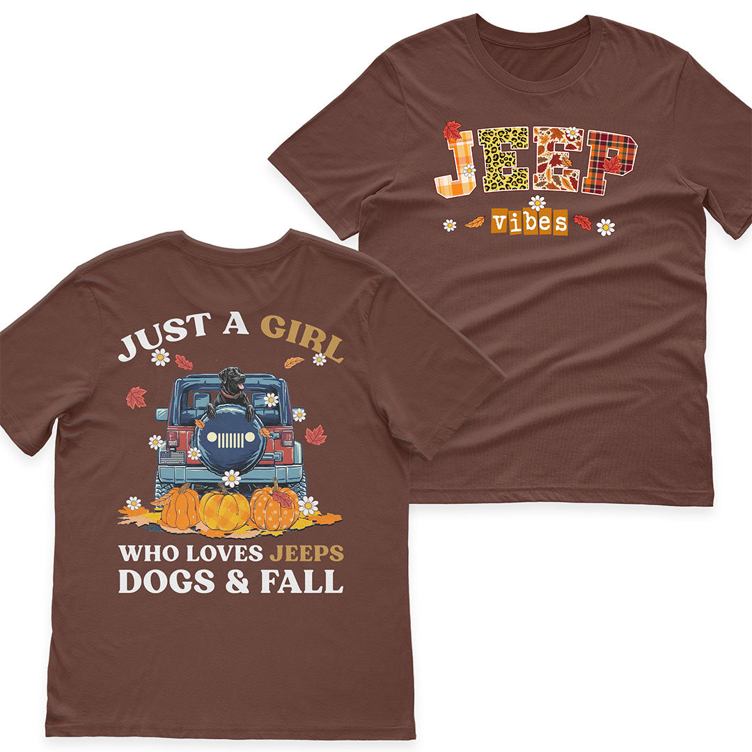 Just A Girl Who Loves Jeeps, Dogs & Fall T-Shirt Hoodie Supler Store