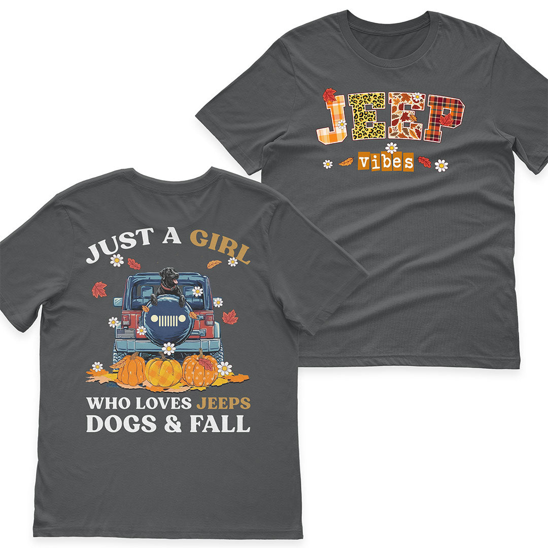 Just A Girl Who Loves Jeeps, Dogs & Fall T-Shirt Hoodie Supler Store