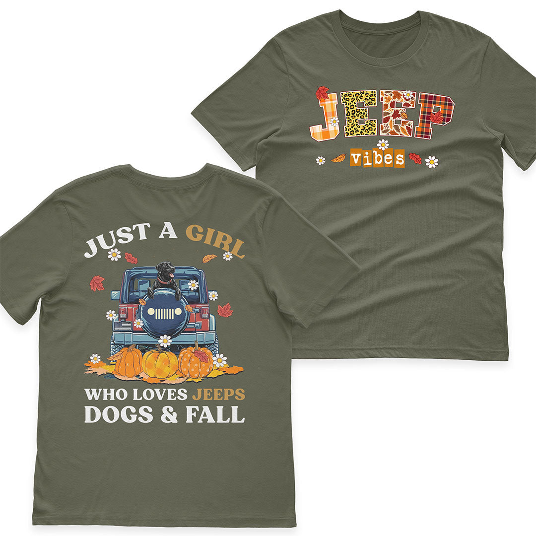 Just A Girl Who Loves Jeeps, Dogs & Fall T-Shirt Hoodie Supler Store