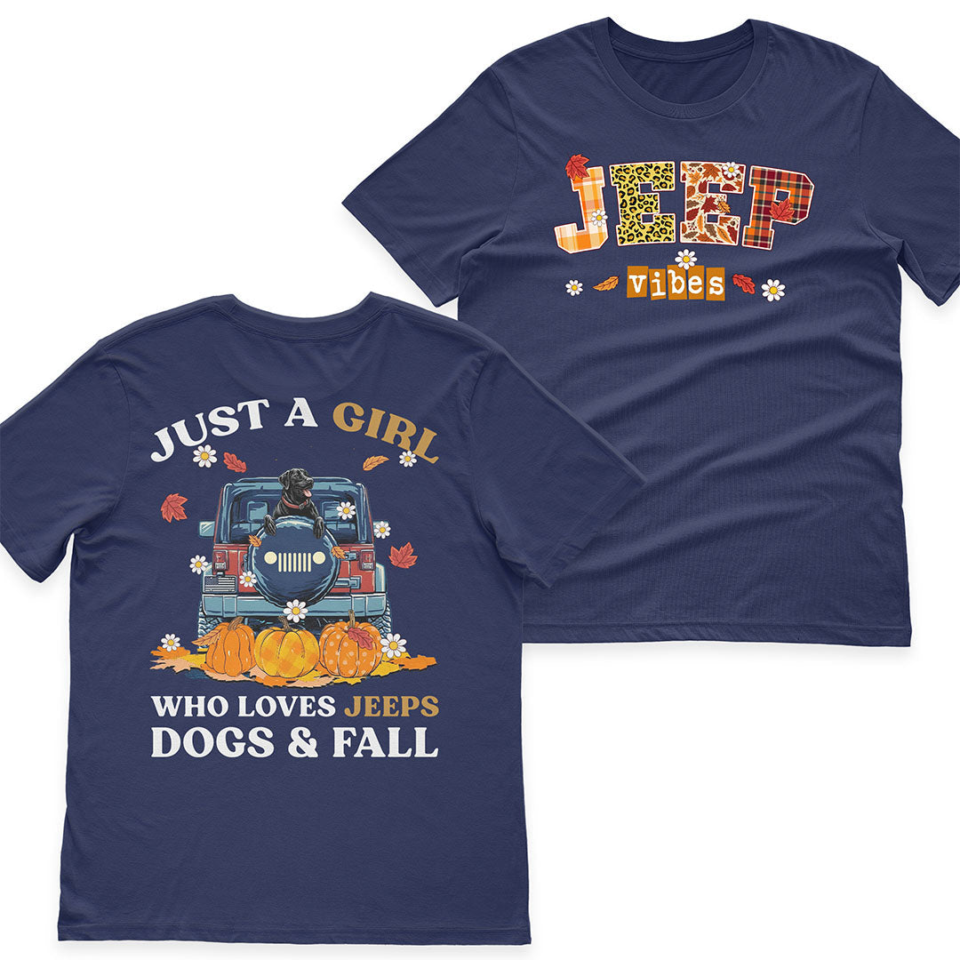 Just A Girl Who Loves Jeeps, Dogs & Fall T-Shirt Hoodie Supler Store