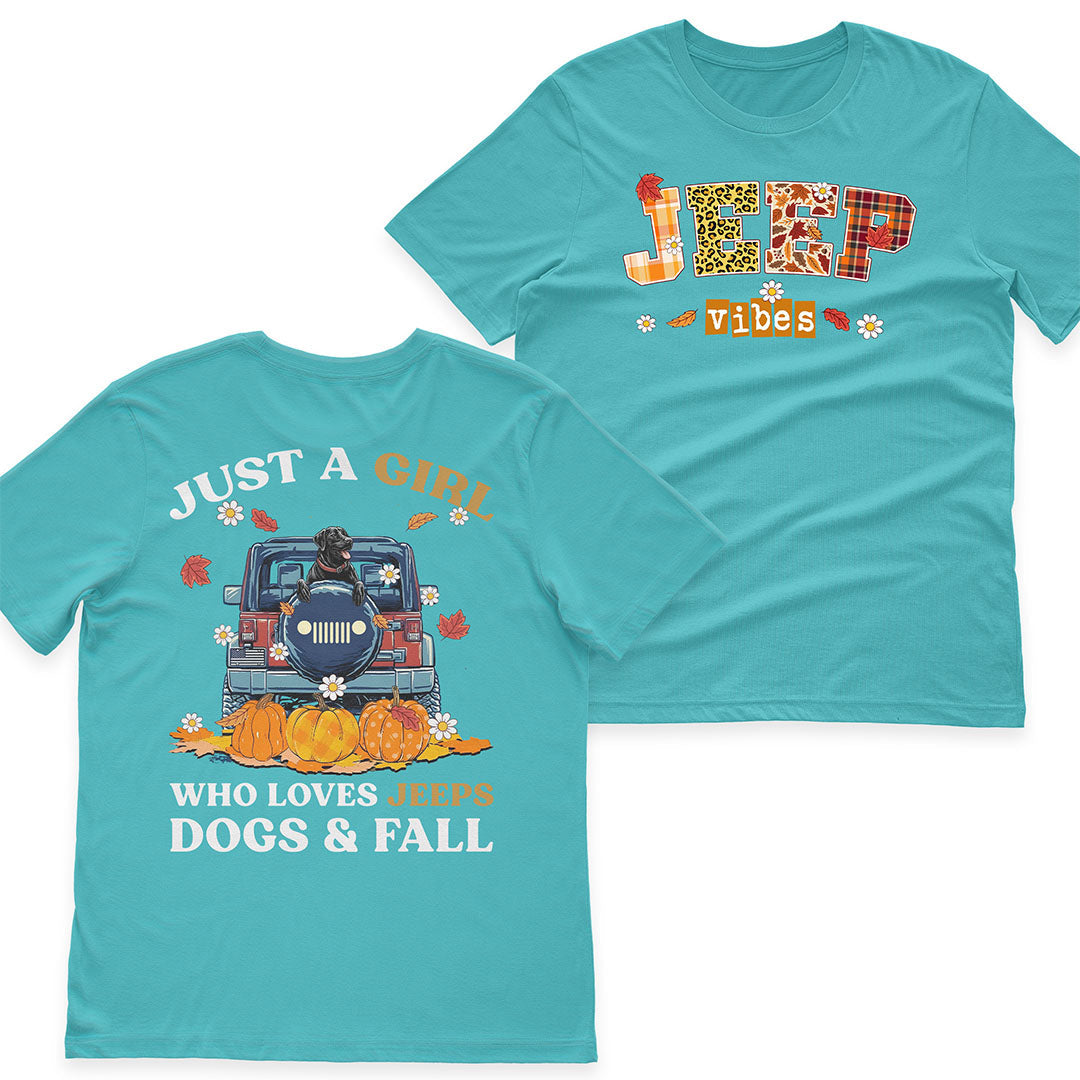 Just A Girl Who Loves Jeeps, Dogs & Fall T-Shirt Hoodie Supler Store