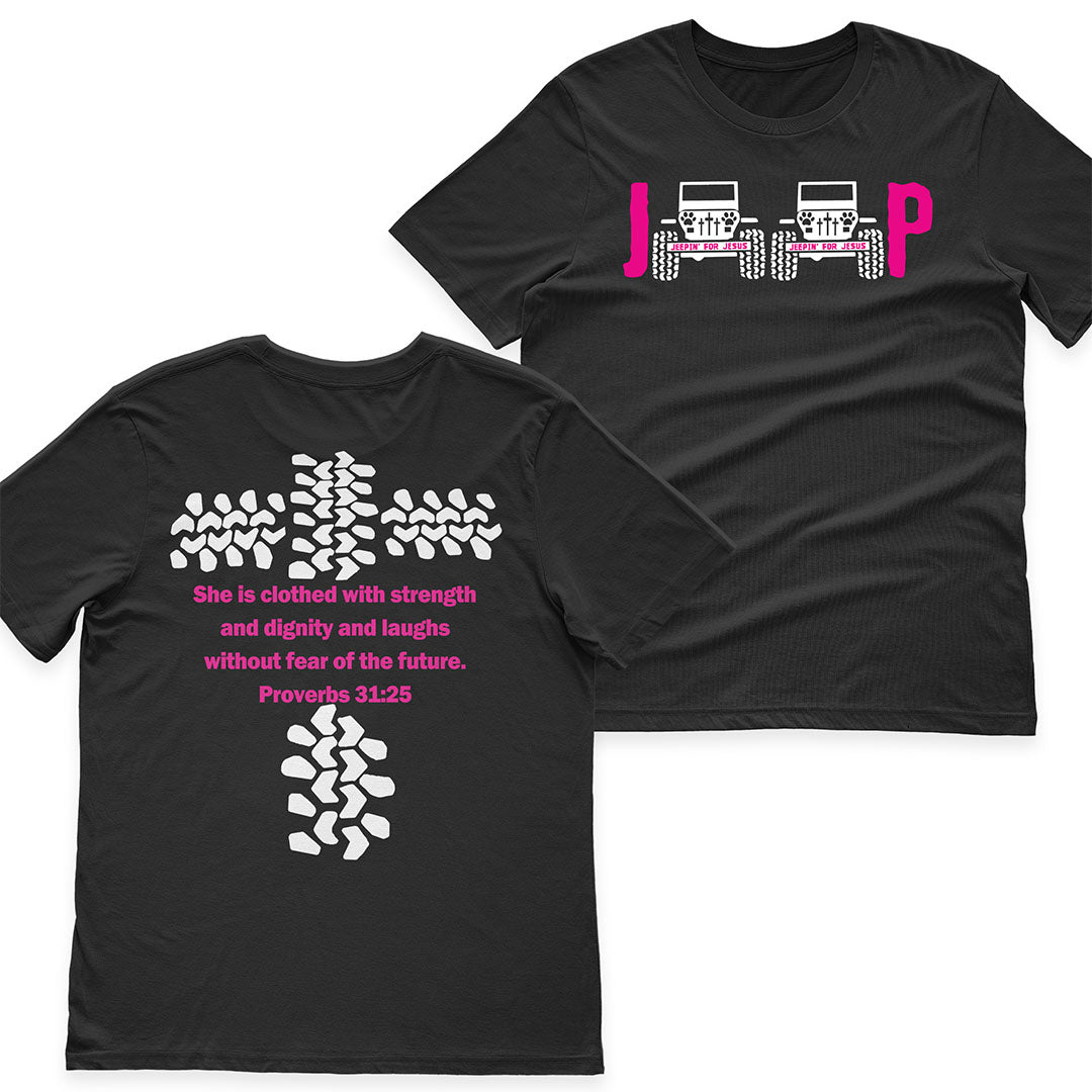 Jeep She Is Clothed With Strength Jesus Proverbs 31:25 T-Shirt Hoodie Supler Store