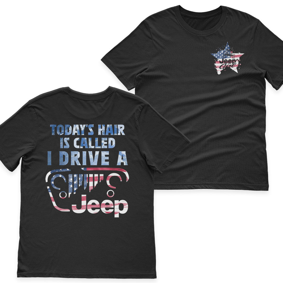 Jeep Girl Hair American Flag US Independennce Day 4th Of July T-Shirt Hoodie Supler Store