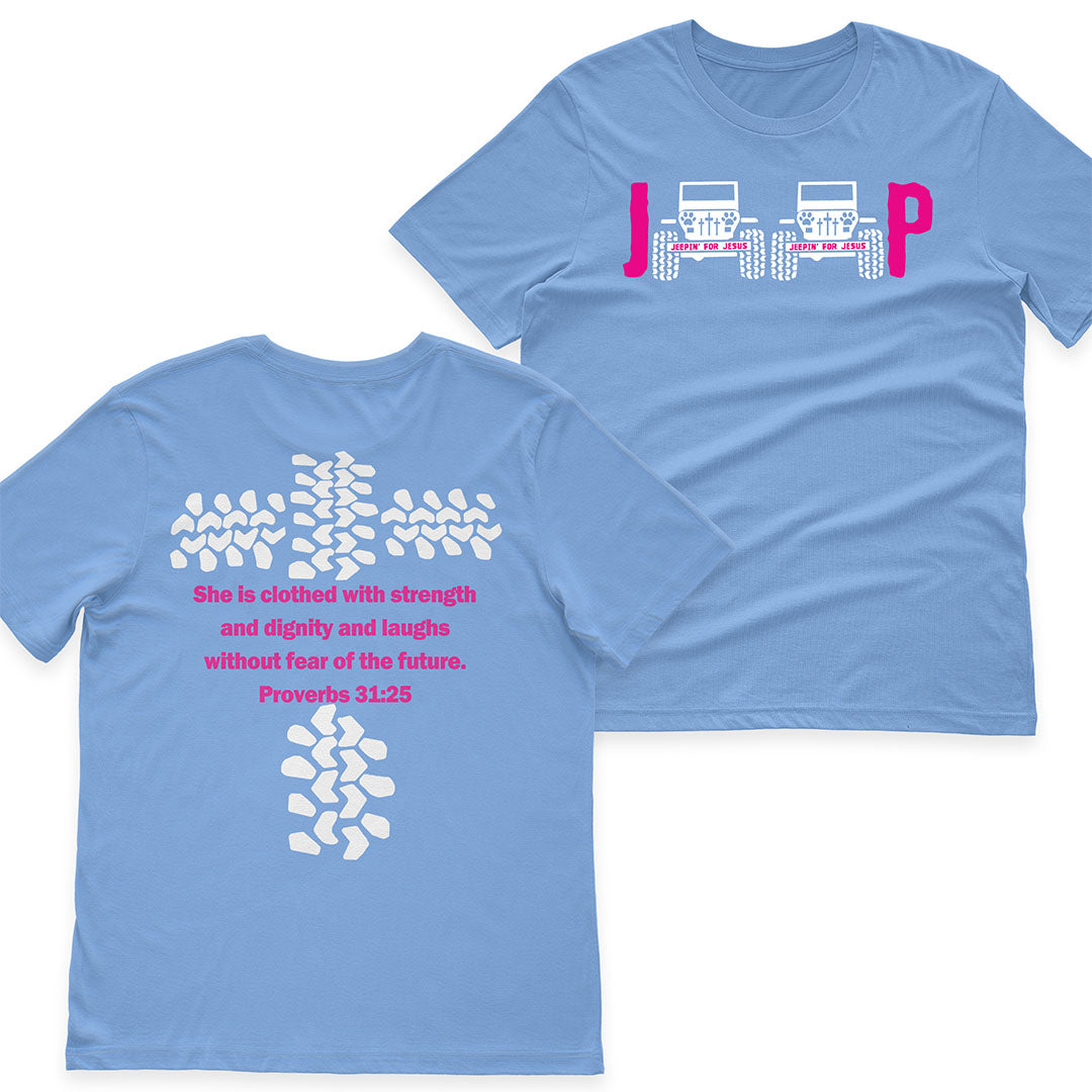 Jeep She Is Clothed With Strength Jesus Proverbs 31:25 T-Shirt Hoodie Supler Store