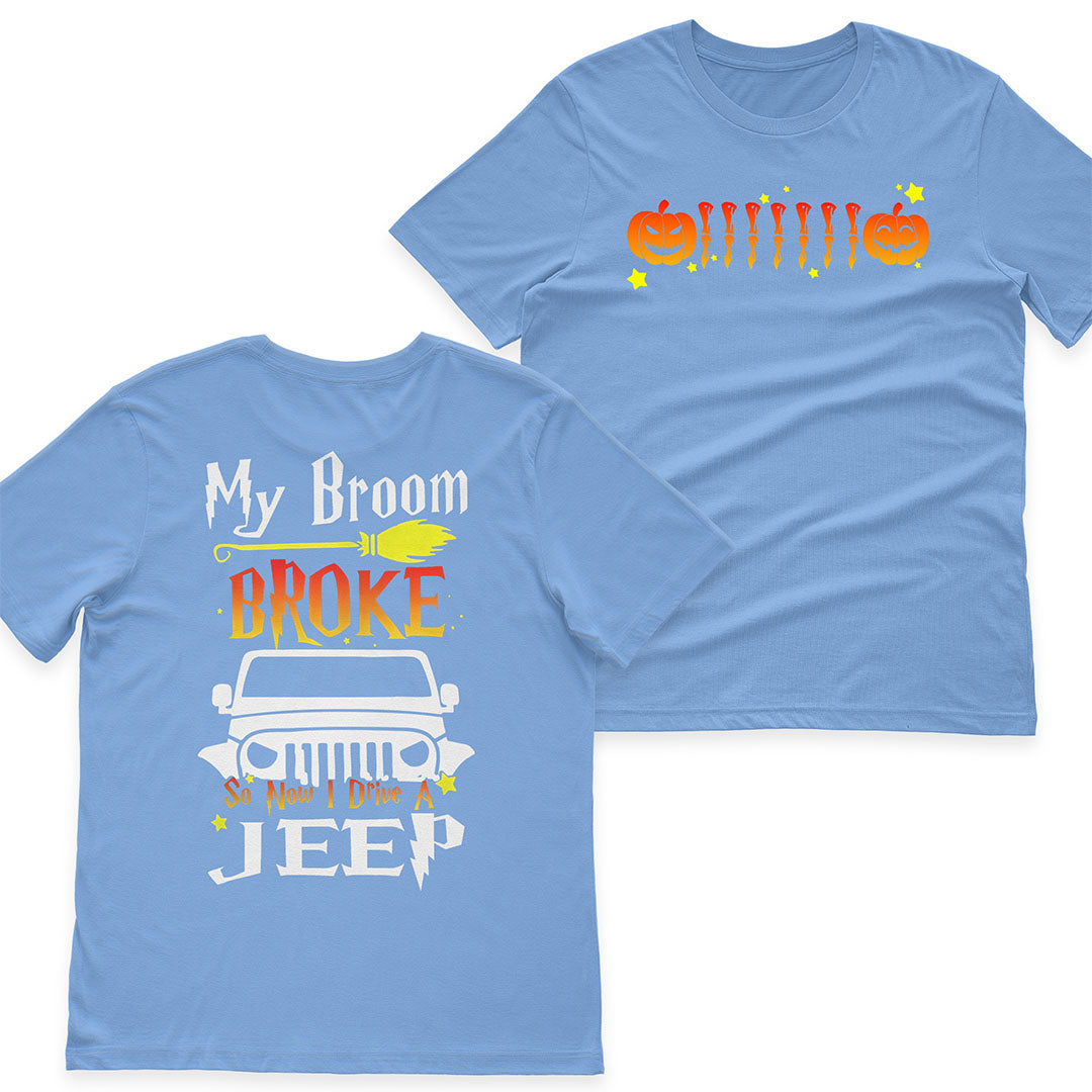 Jeep My Broom Broke Pumpkin Funny Halloween T-Shirt Hoodie Supler Store