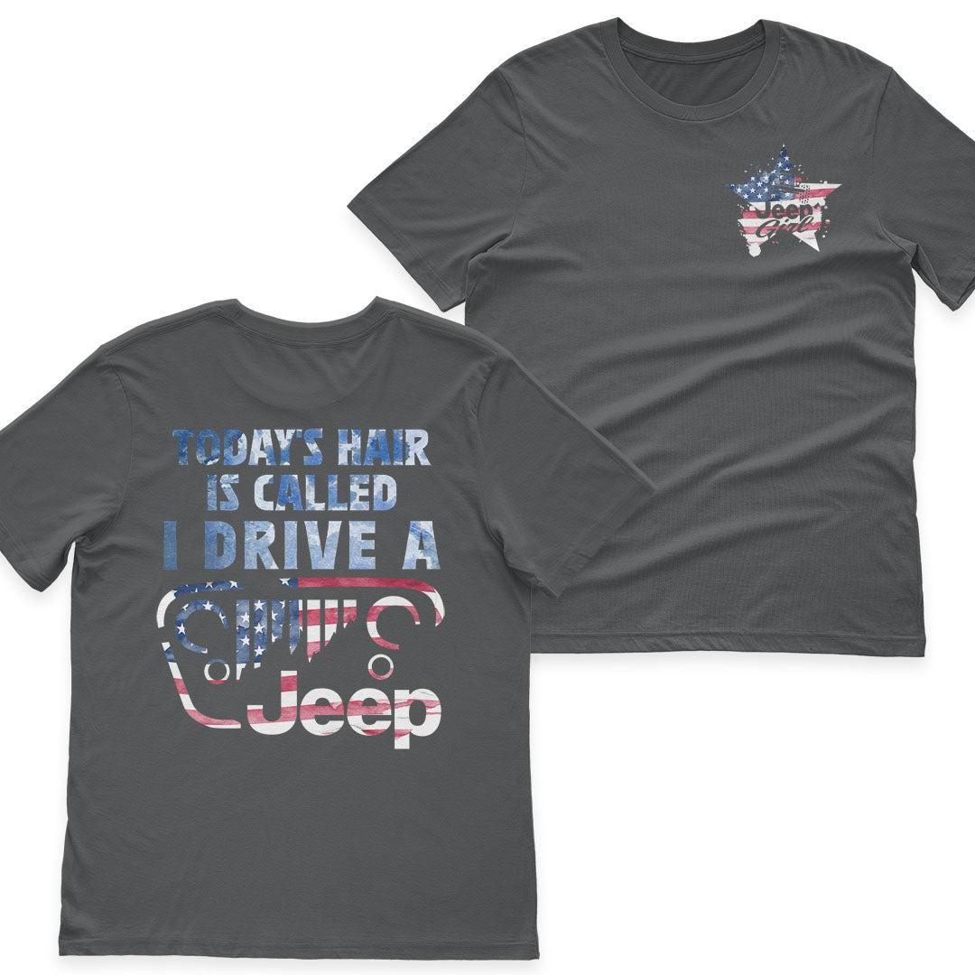 Jeep Girl Hair American Flag US Independennce Day 4th Of July T-Shirt Hoodie Supler Store