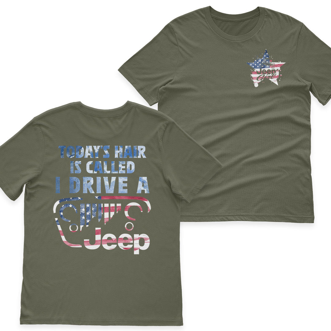 Jeep Girl Hair American Flag US Independennce Day 4th Of July T-Shirt Hoodie Supler Store