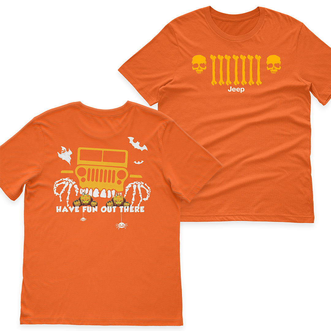 Jeep Halloween Skull Grille Have Fun Out There T-Shirt Hoodie Supler Store