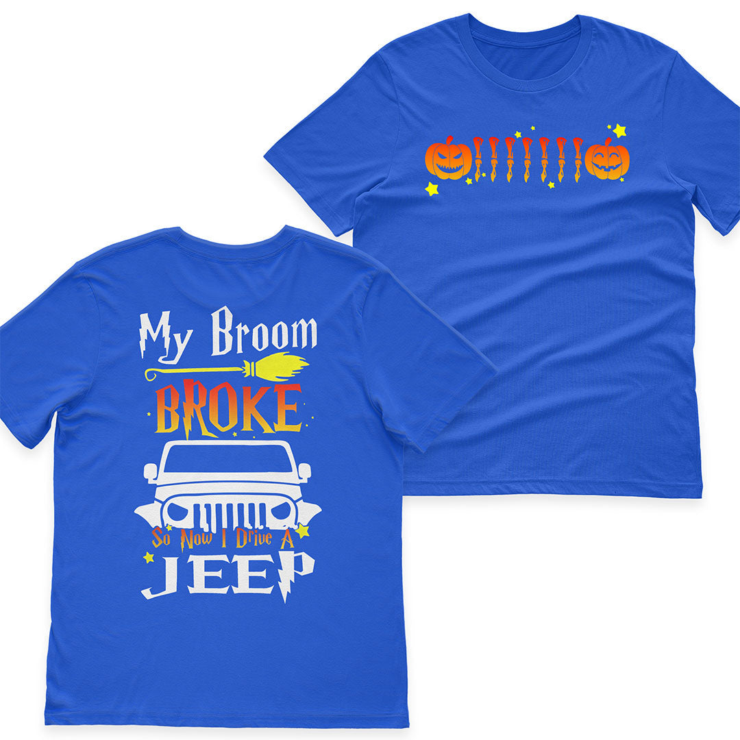 Jeep My Broom Broke Pumpkin Funny Halloween T-Shirt Hoodie Supler Store