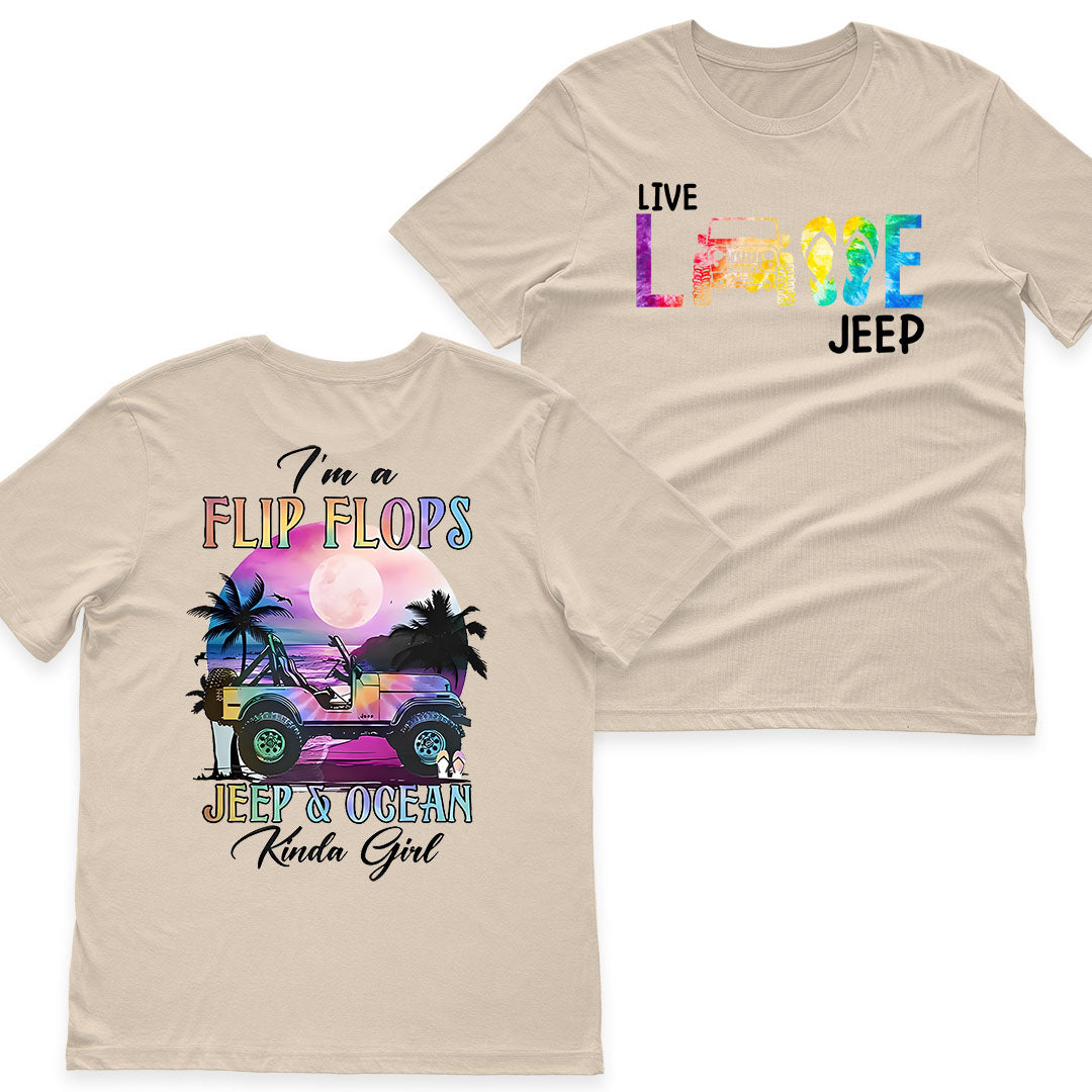 I'm A Flip Flops Jeep & Ocean Kinda Girl T-Shirt Hoodie Supler Store