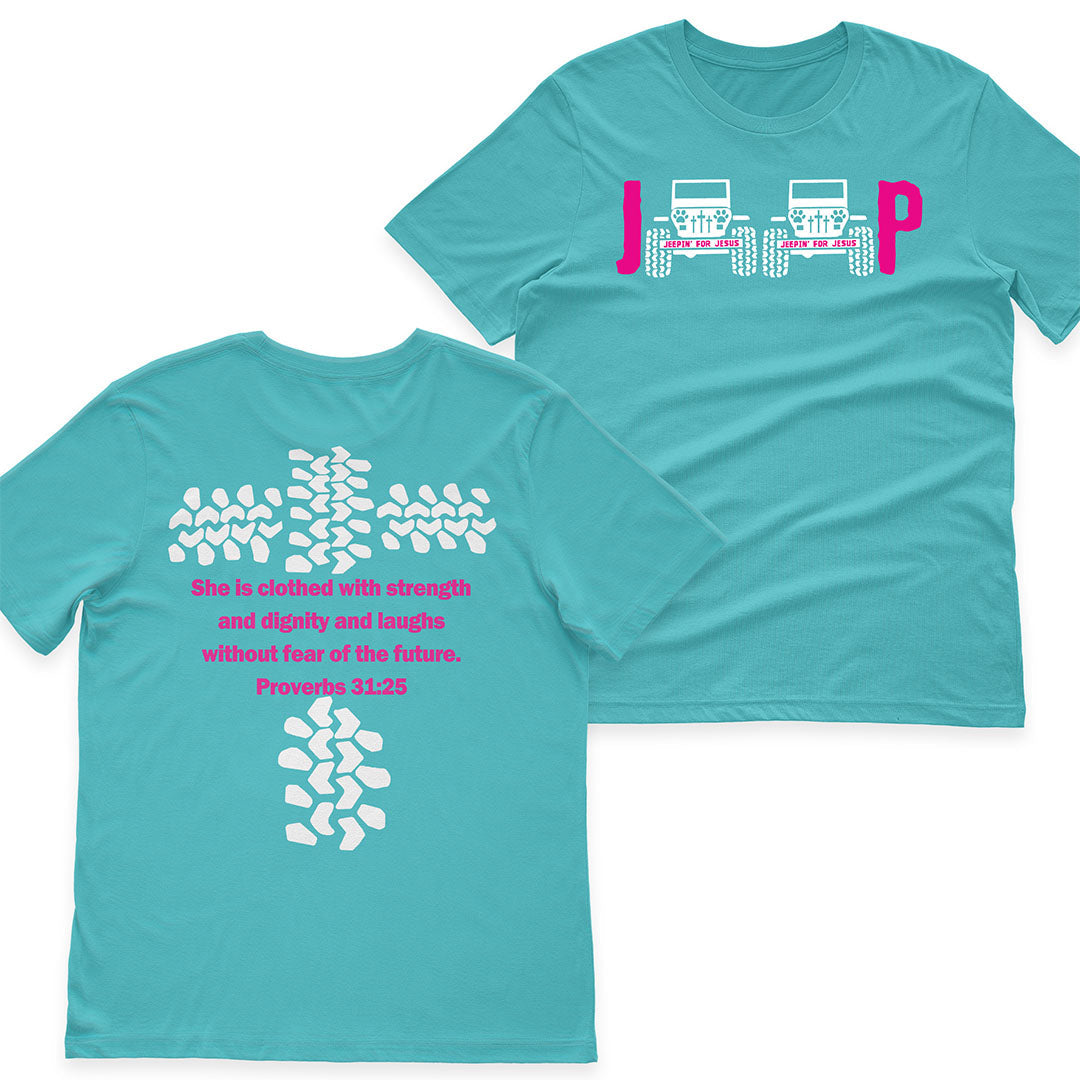 Jeep She Is Clothed With Strength Jesus Proverbs 31:25 T-Shirt Hoodie Supler Store