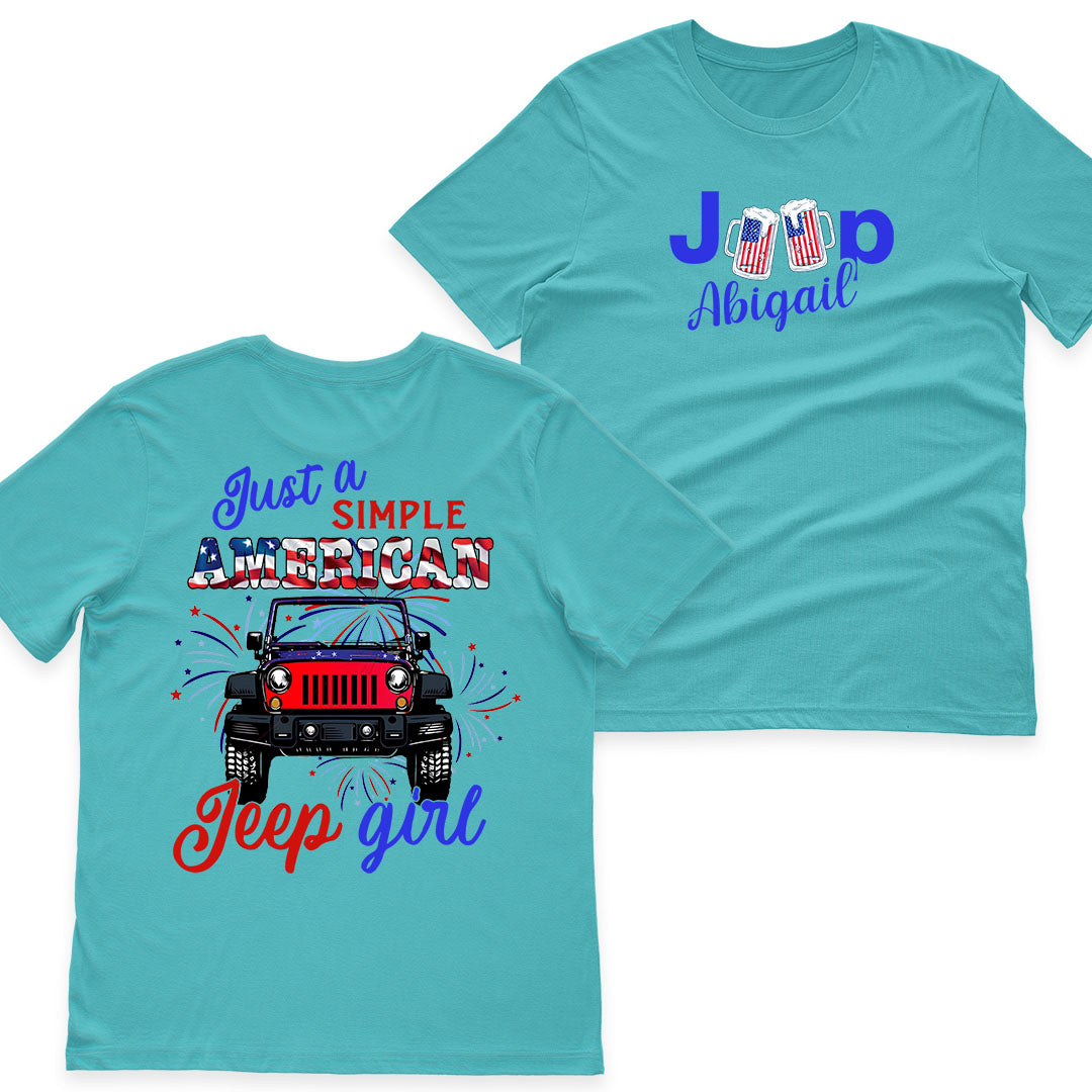 Personalized Just A Simple American Jeep Girl American Flag T-Shirt Hoodie