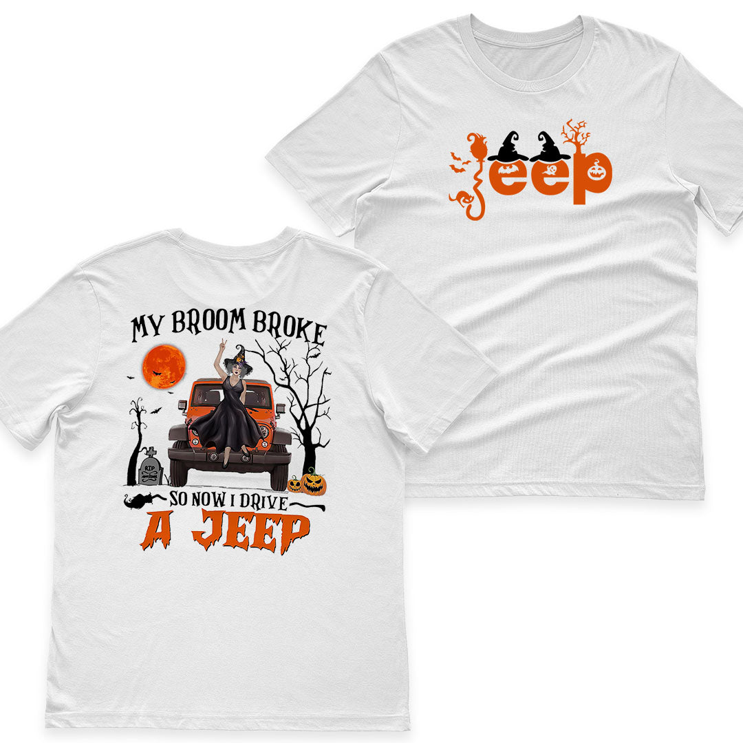 Halloween Witch My Broom Broke So Now I Drive A Jeep T-Shirt Hoodie Supler Store