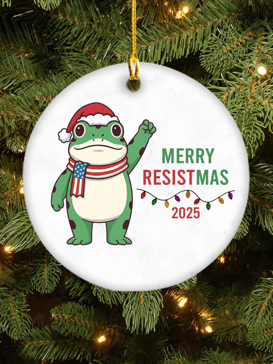 Merry Resistmas Portland Frog Printed Acrylic Decorative Ornament Christmas Supler Store