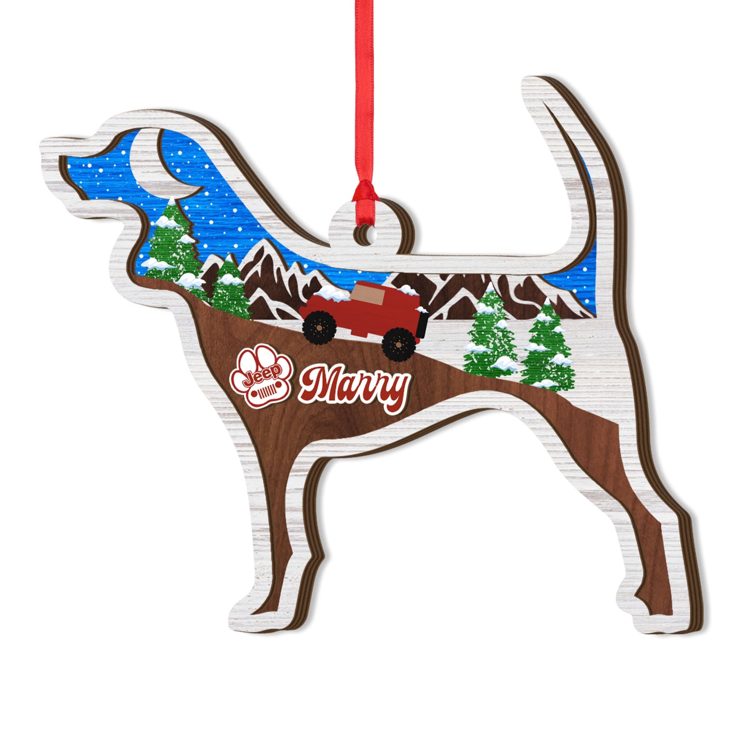 Personalized Jeep Dog Offroad 3 Layered Wooden Ornament Christmas Gifts Decor Supler Store