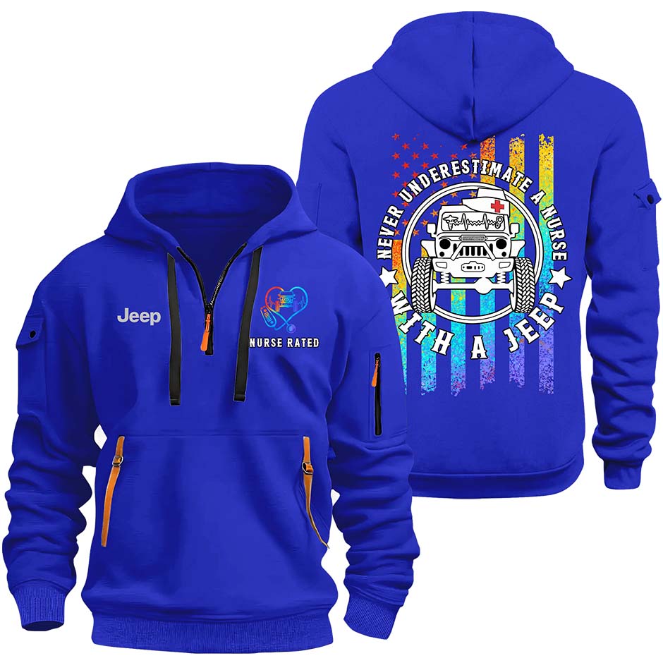 Never Underestimate A Nurse With A Jeep Quarter Zip Hoodie Supler Store