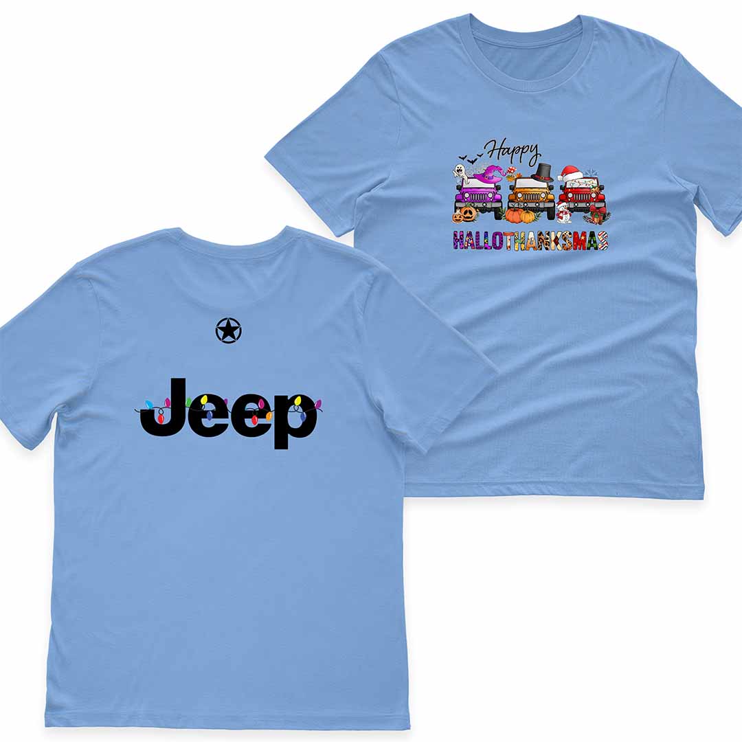 Happy Hallothanksmas Jeeps T-Shirt Hoodie Halloween Thanksgiving Christmas Supler Store