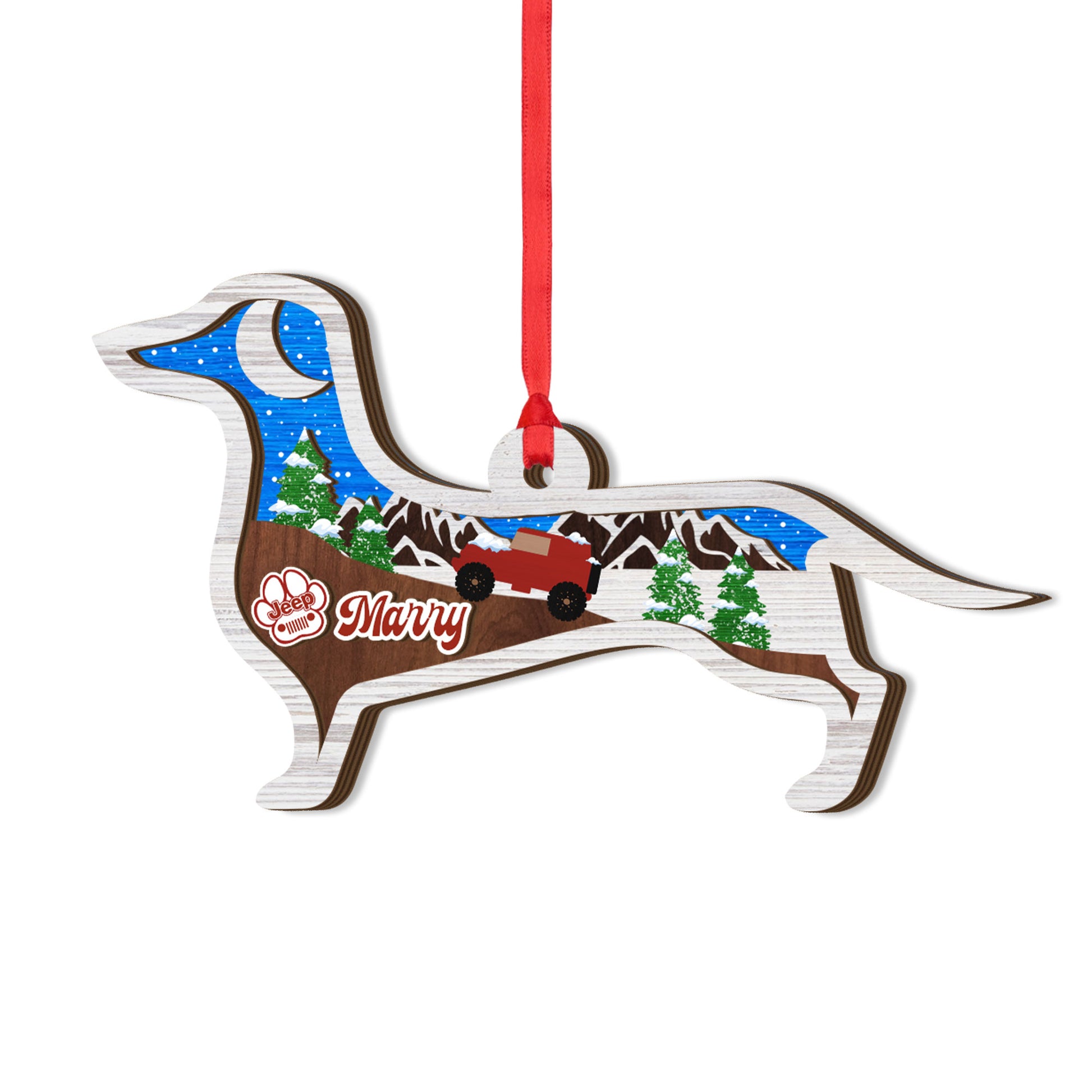 Personalized Jeep Dog Offroad 3 Layered Wooden Ornament Christmas Gifts Decor Supler Store