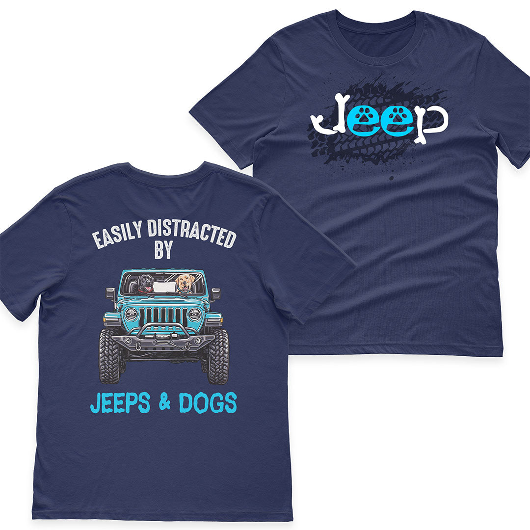 Easily distracted by Jeeps And Dogs T-Shirt Hoodie Supler Store