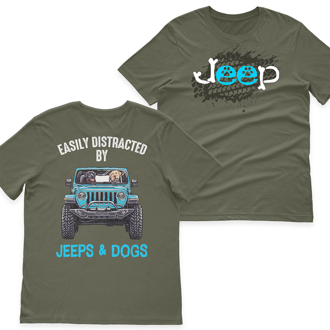 Easily distracted by Jeeps And Dogs T-Shirt Hoodie Supler Store