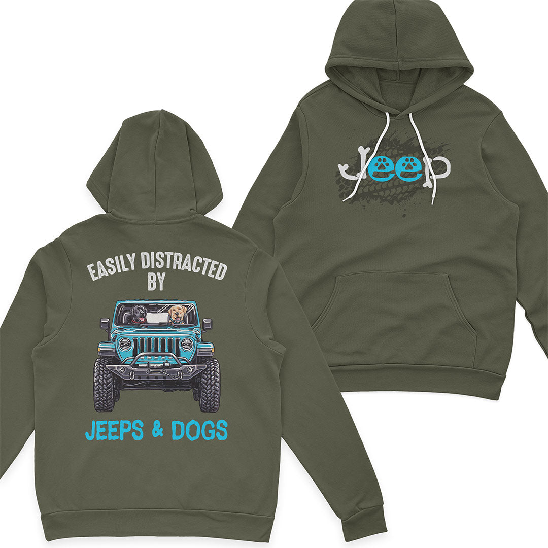 Easily distracted by Jeeps And Dogs T-Shirt Hoodie Supler Store