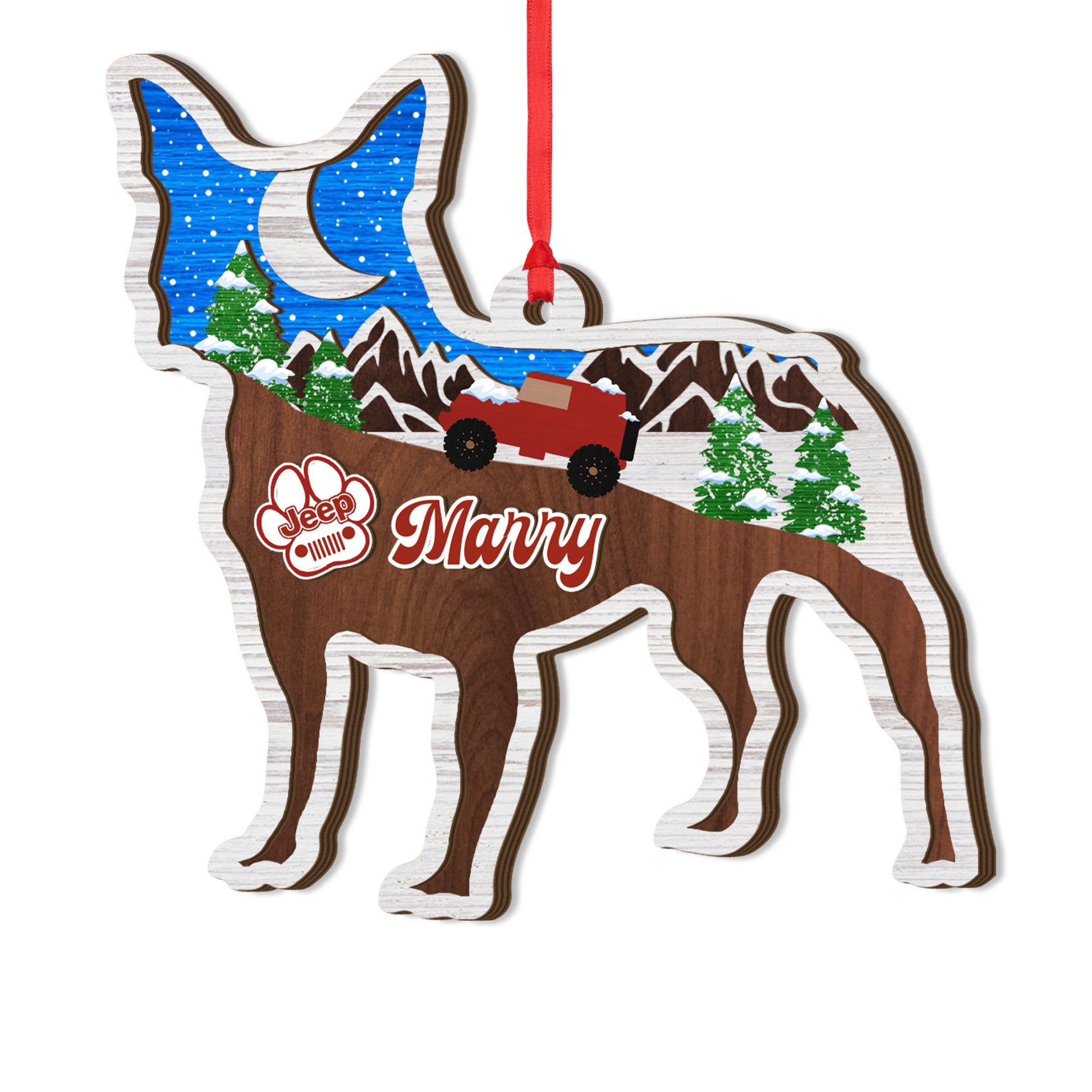 Personalized Jeep Dog Offroad 3 Layered Wooden Ornament Christmas Gifts Decor Supler Store