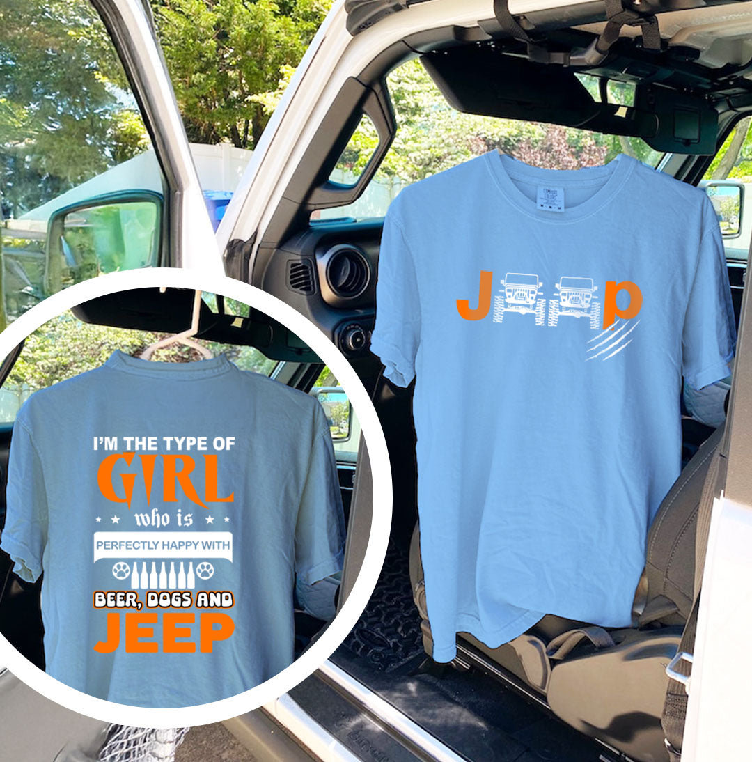 I'm The Type Of Girl Who Is Perfectly Happy With Beer, Dogs And Jeep T-Shirt Hoodie Supler Store
