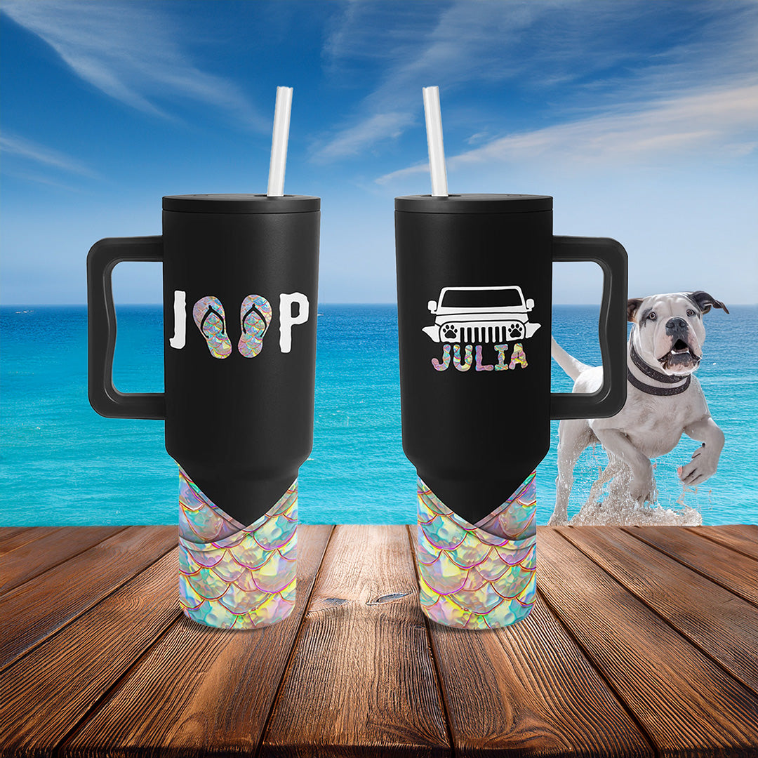 Personalized Jeep Beach Dog Mermaid Scales Trek Tumbler 40oz 30oz Supler Store