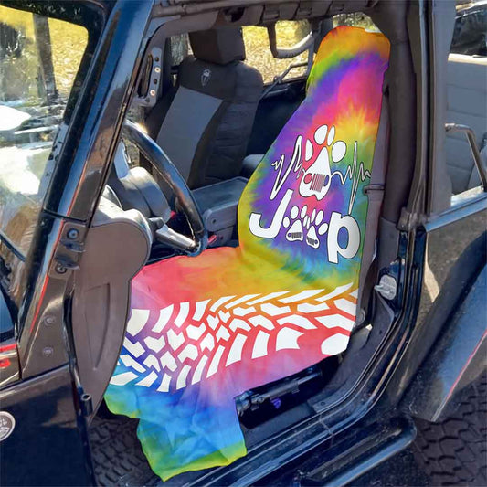 Jeep Dog Heartbeat Tie Dye Car Seat Cover Towel Front Seats Supler Store
