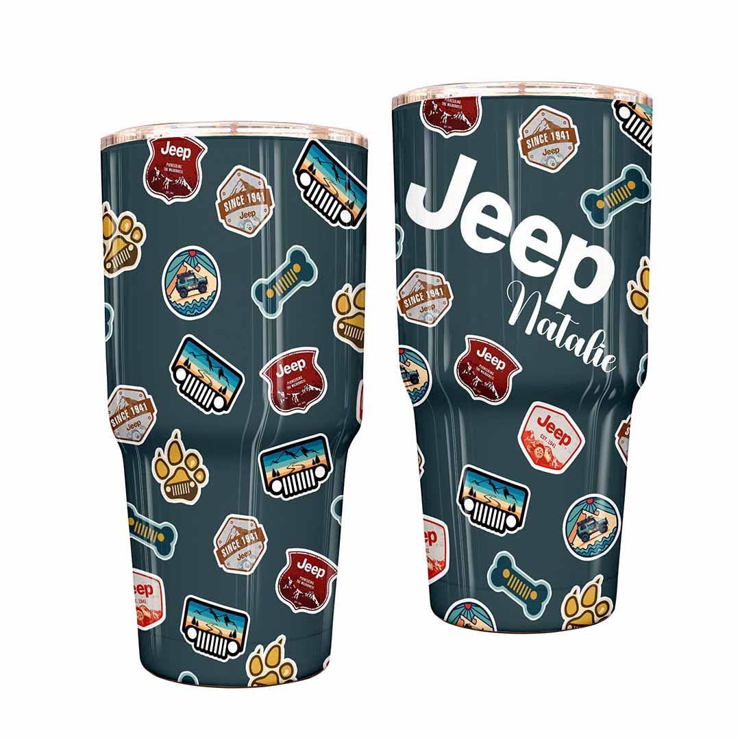 Personalized Jeep Dog Retro Epoxy Trek Tumbler 40oz 30oz Supler Store