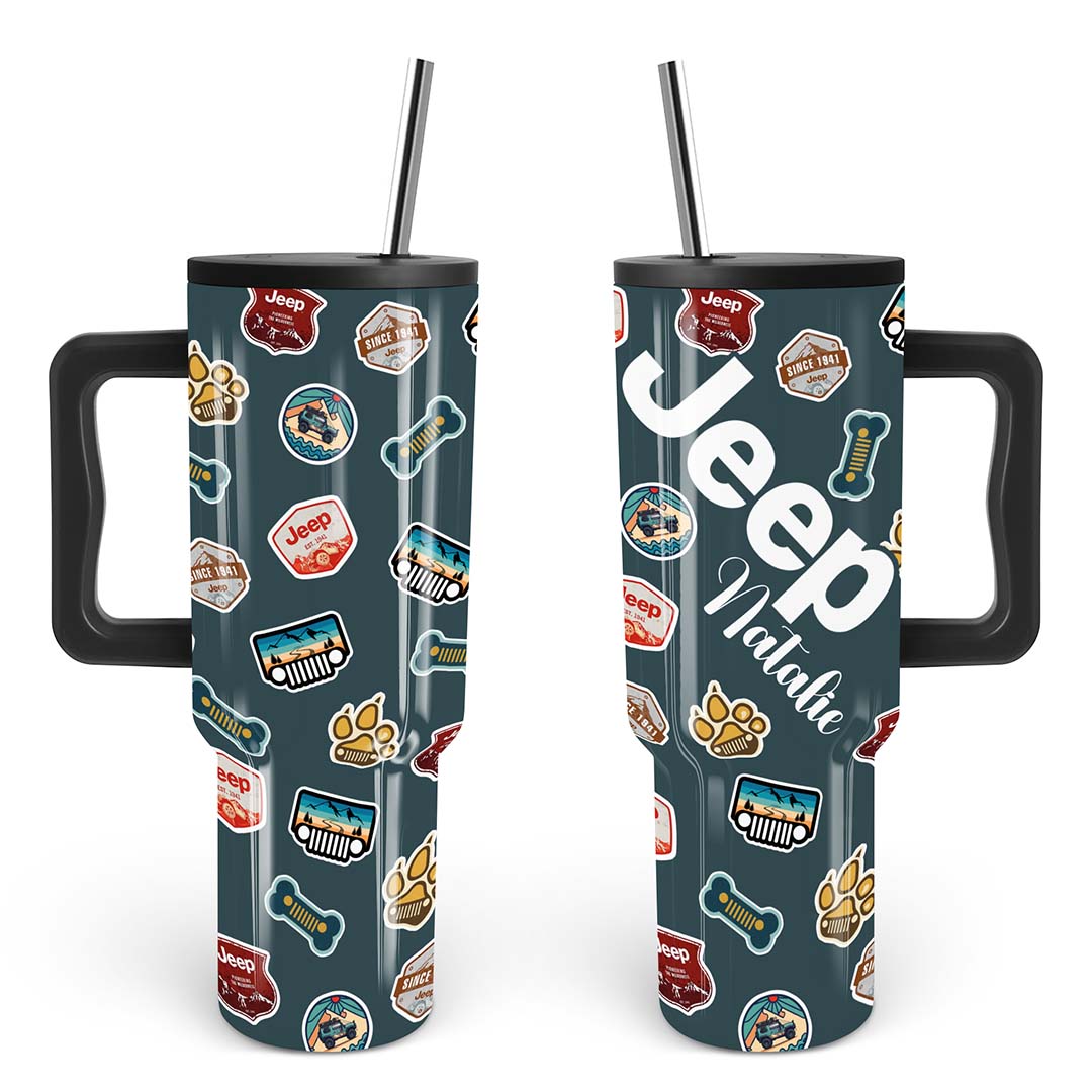 Personalized Jeep Dog Retro Epoxy Trek Tumbler 40oz 30oz Supler Store