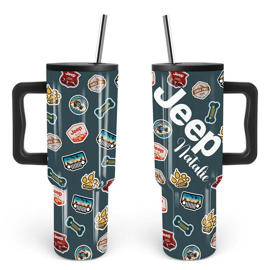 Personalized Jeep Dog Retro Epoxy Trek Tumbler 40oz 30oz Supler Store