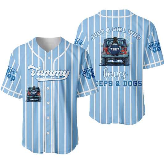 Personalized Just A Girl Who Loves Jeeps and Dogs Baseball Jersey Supler Store