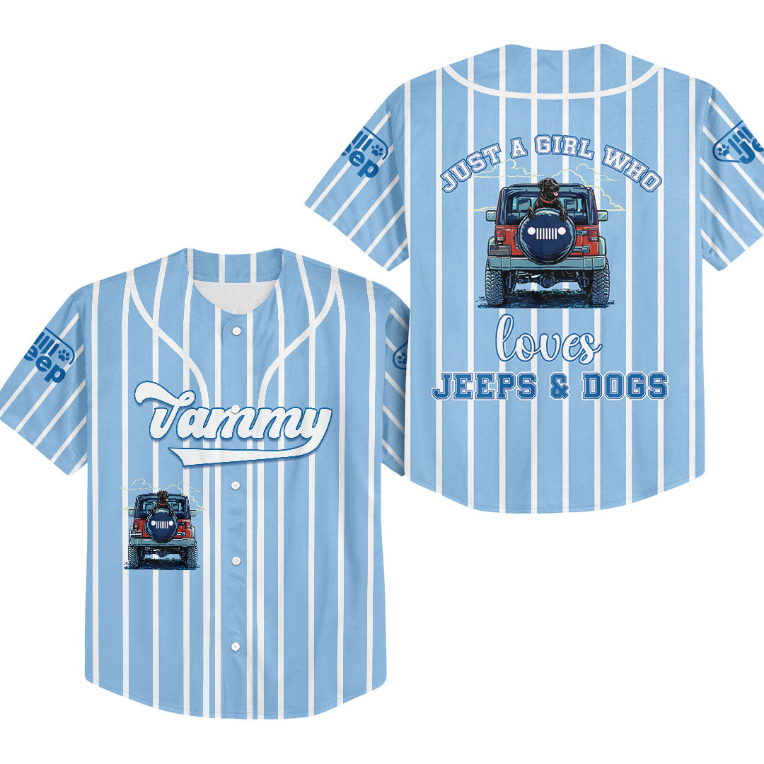 Personalized Just A Girl Who Loves Jeeps and Dogs Baseball Jersey Supler Store