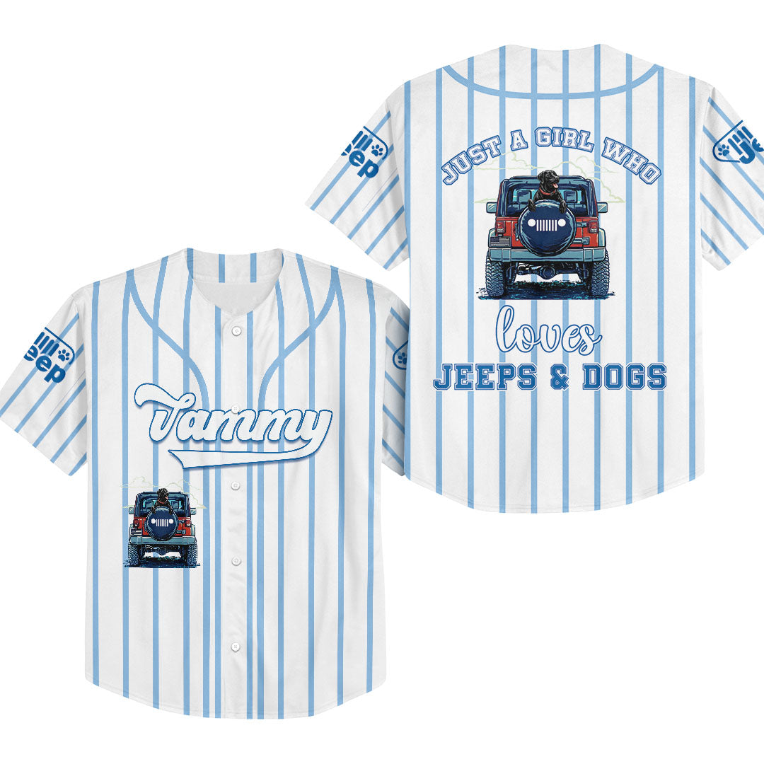 Personalized Just A Girl Who Loves Jeeps and Dogs Baseball Jersey Supler Store