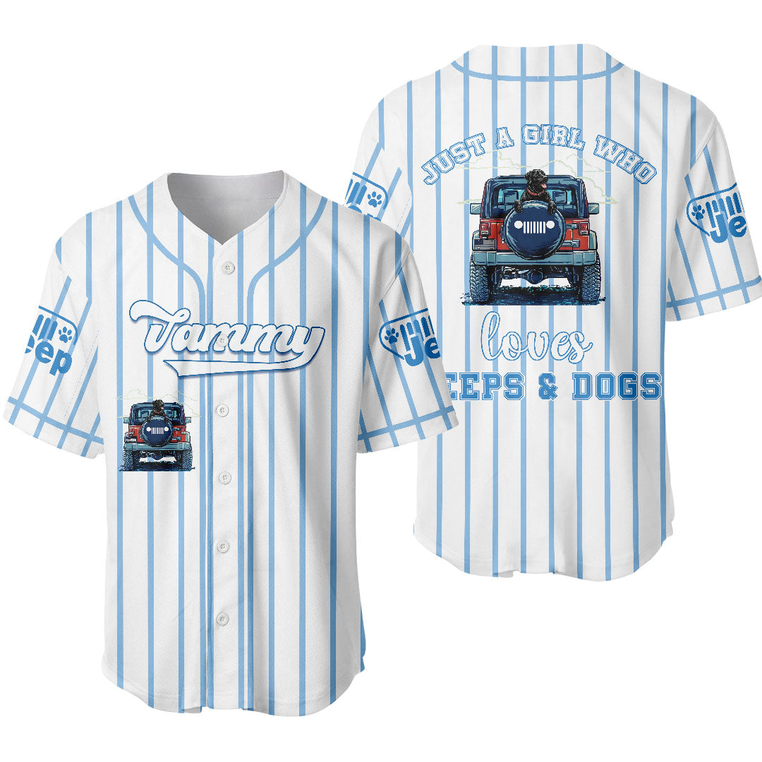 Personalized Just A Girl Who Loves Jeeps and Dogs Baseball Jersey Supler Store