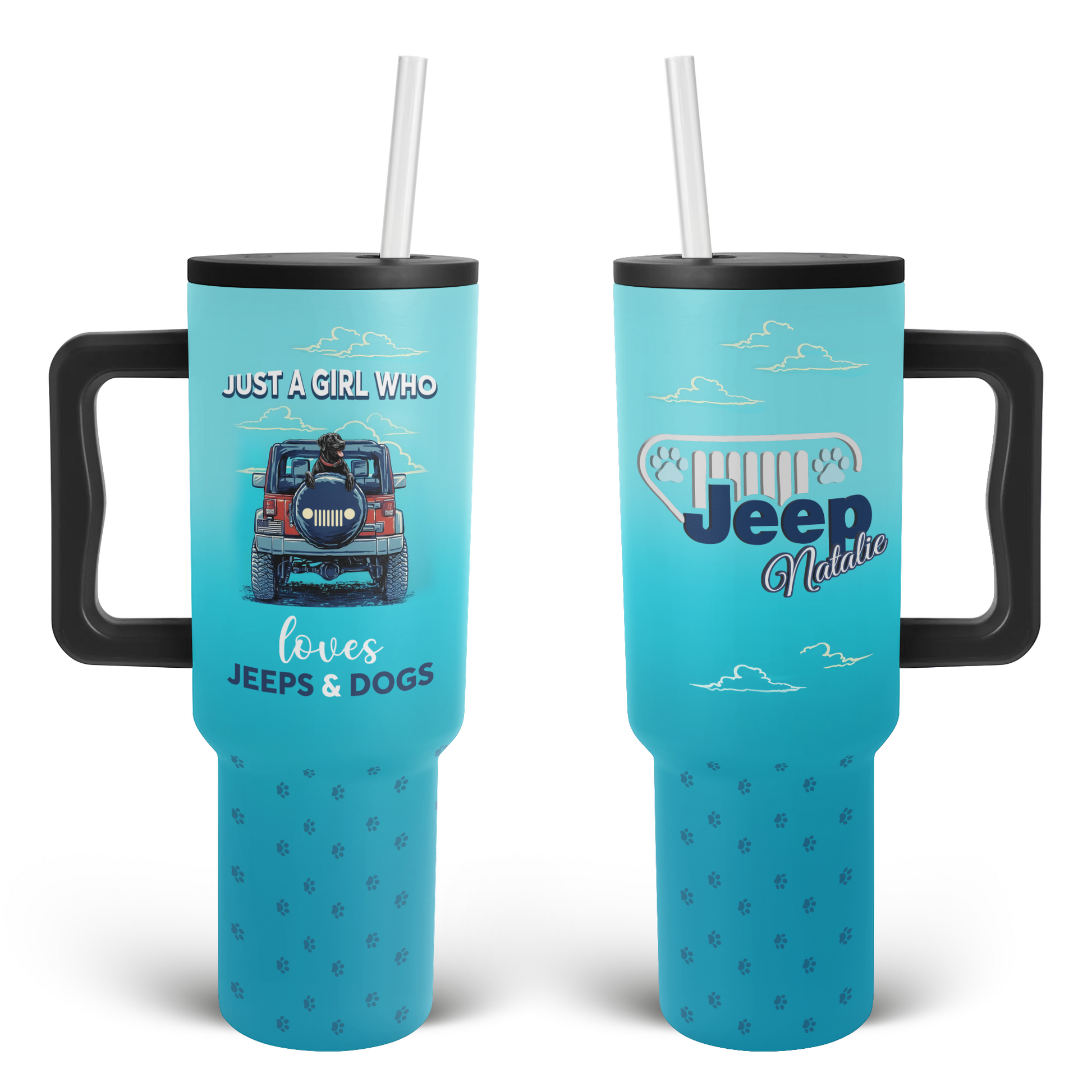 Personalized Just A Girl Who Loves Jeeps and Dogs Trek Tumbler 40oz 30oz Supler Store