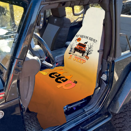 Jeep Halloween My Broom Broke Car Seat Cover Towel Front Seats Supler Store