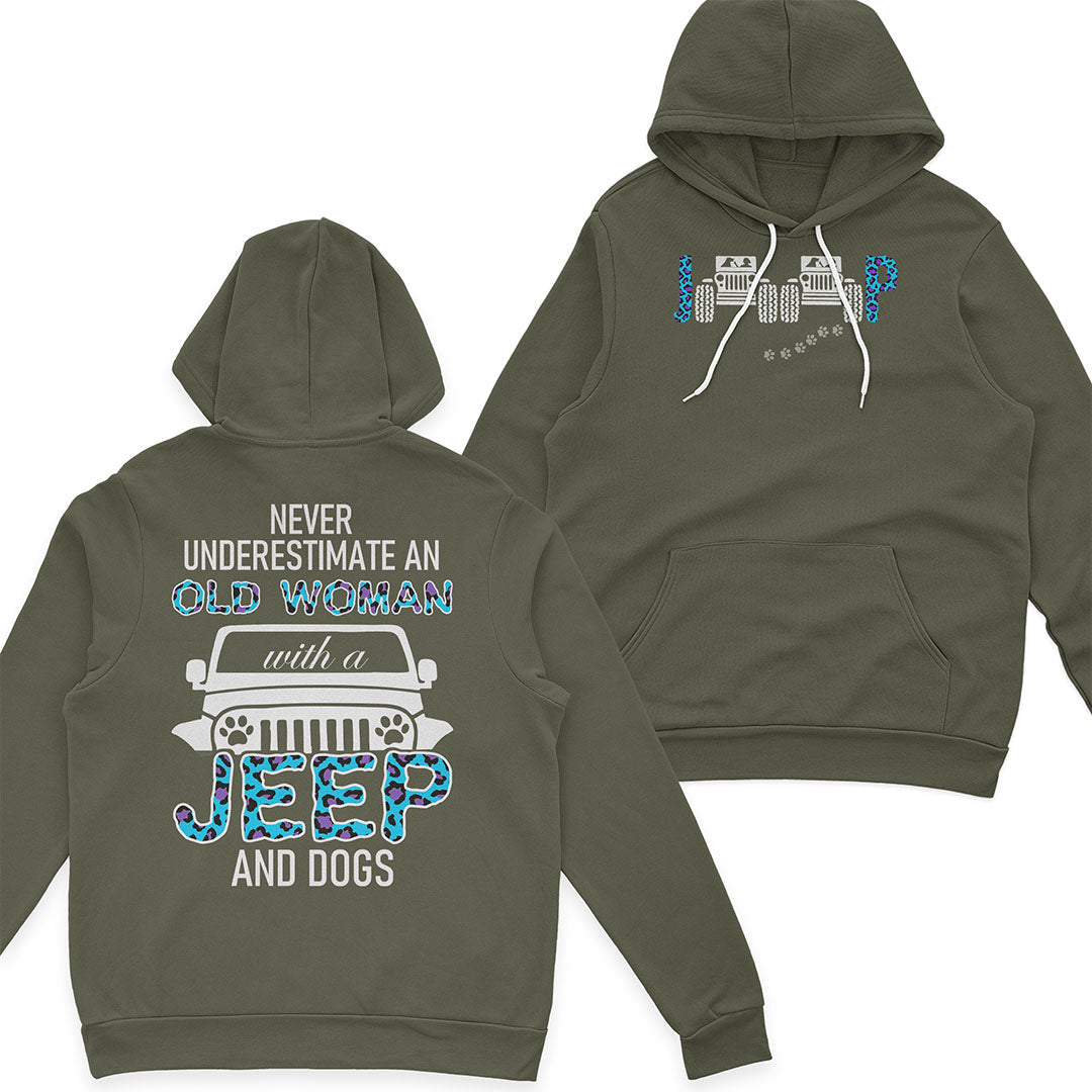 Jeep Never Underestimate An Old Woman Dog Lovers T-Shirt Hoodie Supler Store