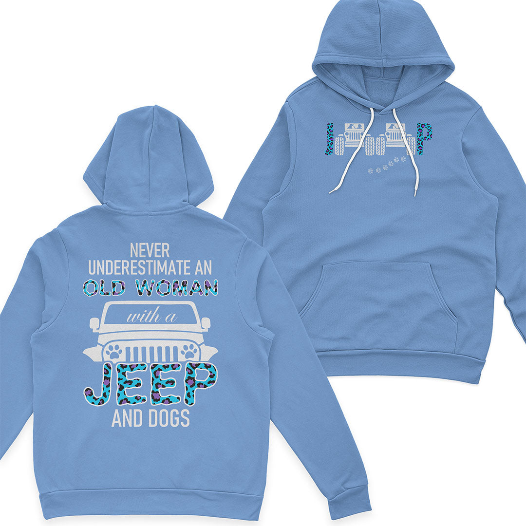 Jeep Never Underestimate An Old Woman Dog Lovers T-Shirt Hoodie Supler Store