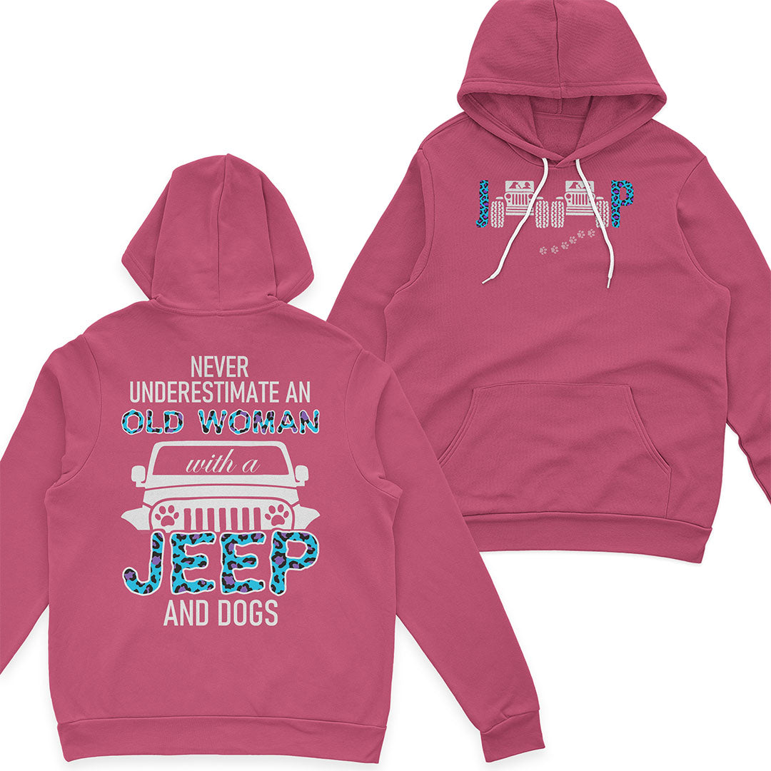 Jeep Never Underestimate An Old Woman Dog Lovers T-Shirt Hoodie Supler Store