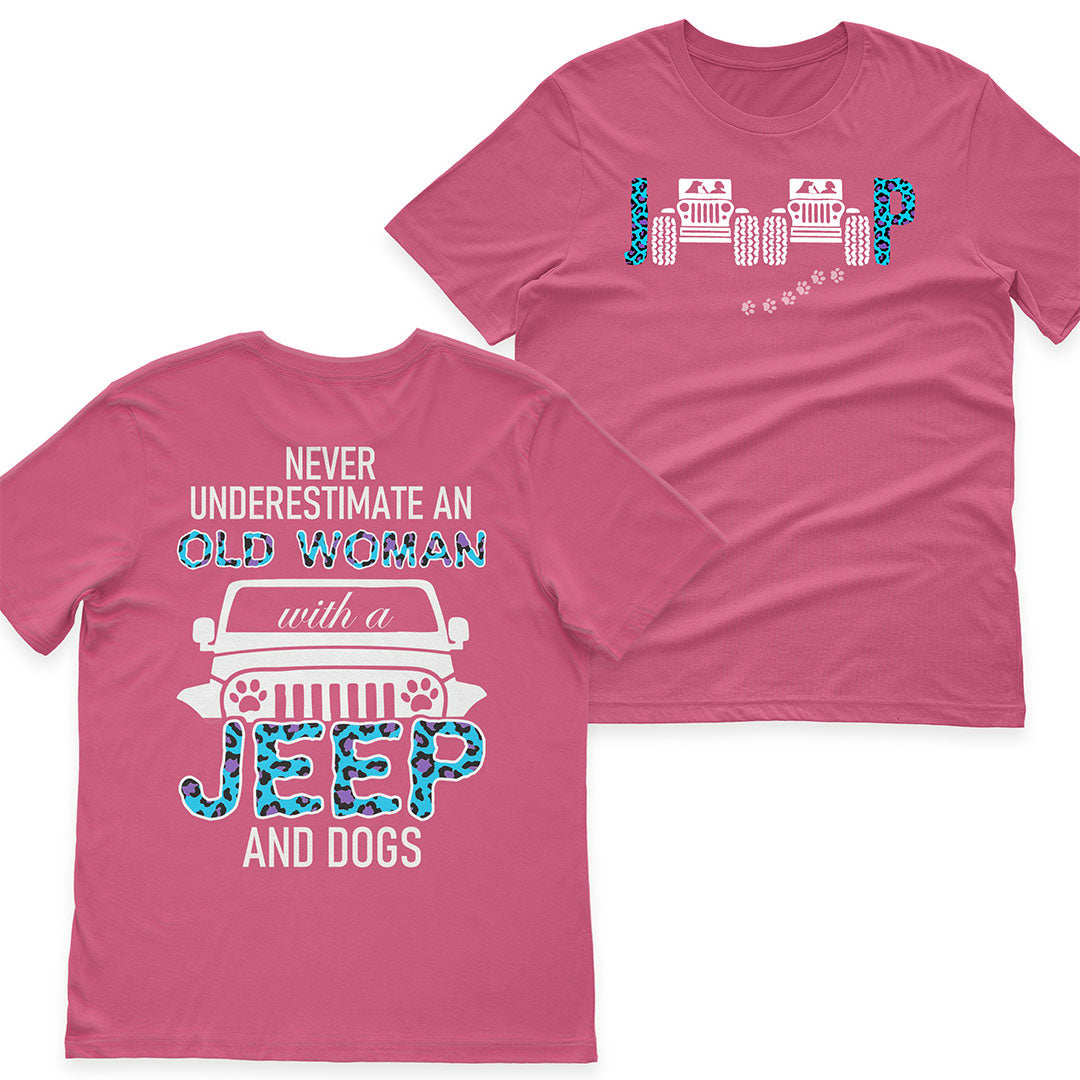 Jeep Never Underestimate An Old Woman Dog Lovers T-Shirt Hoodie Supler Store