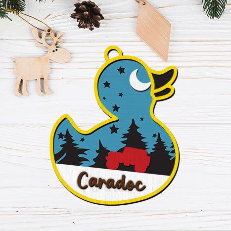 Personalized Jeep Duck Christmas tree Layered Wooden Ornament Supler Store