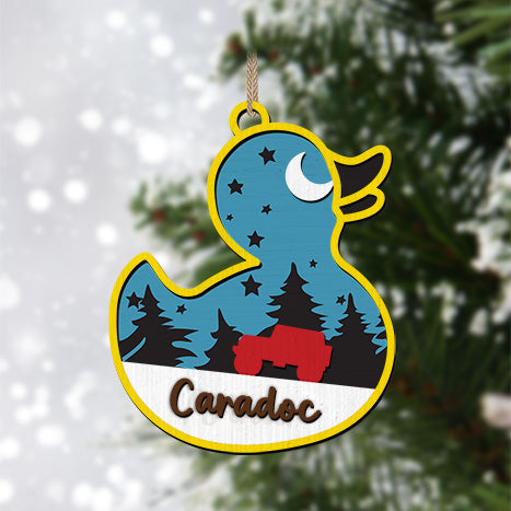 Personalized Jeep Duck Christmas tree Layered Wooden Ornament Supler Store