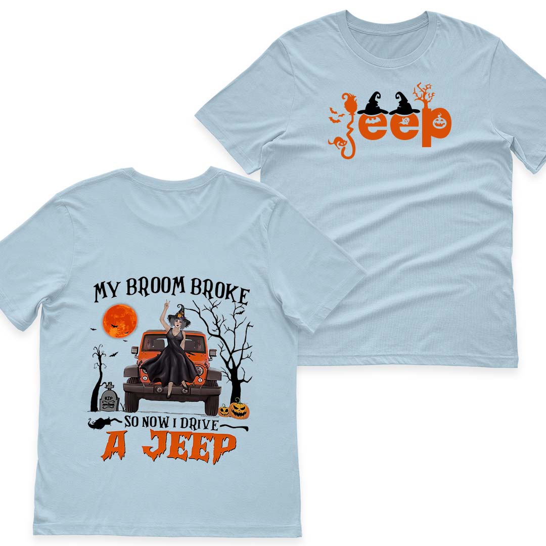 Halloween Witch My Broom Broke So Now I Drive A Jeep T-Shirt Hoodie Supler Store